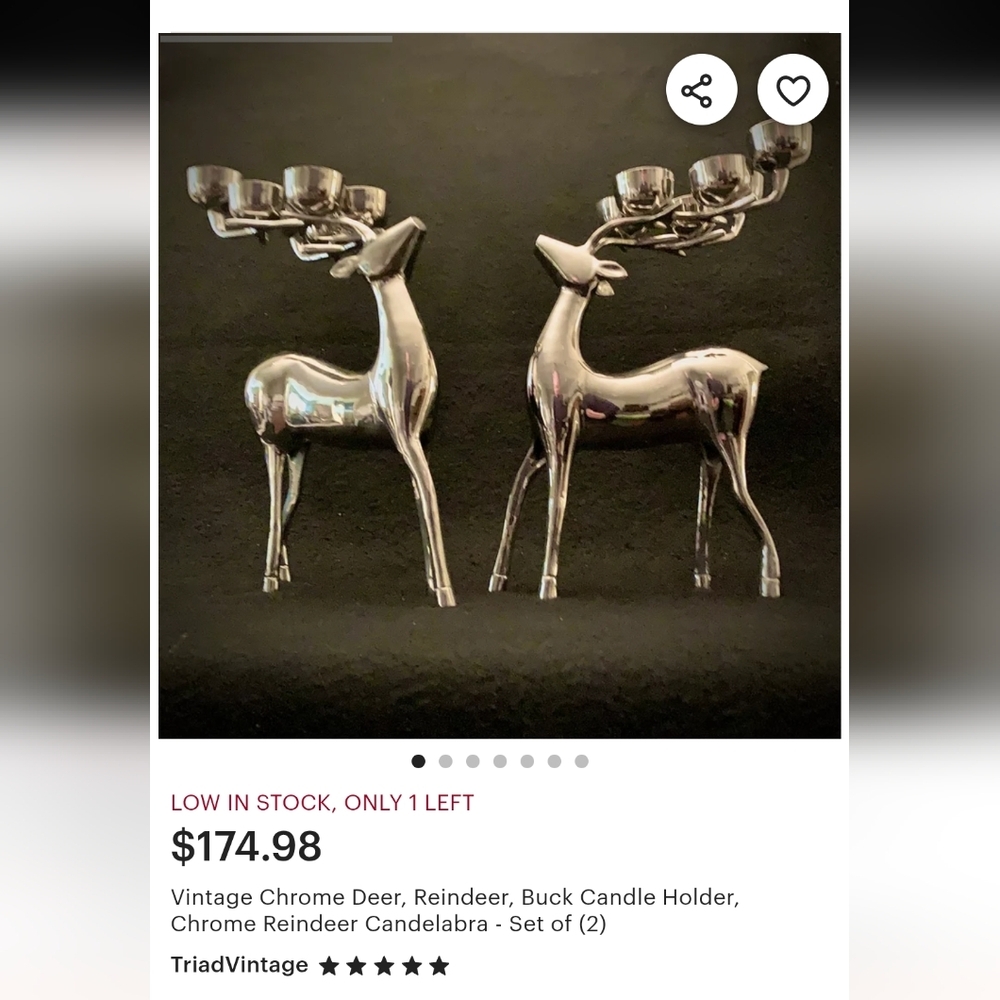 Vintage Chrome Reindeer Candelabra Set